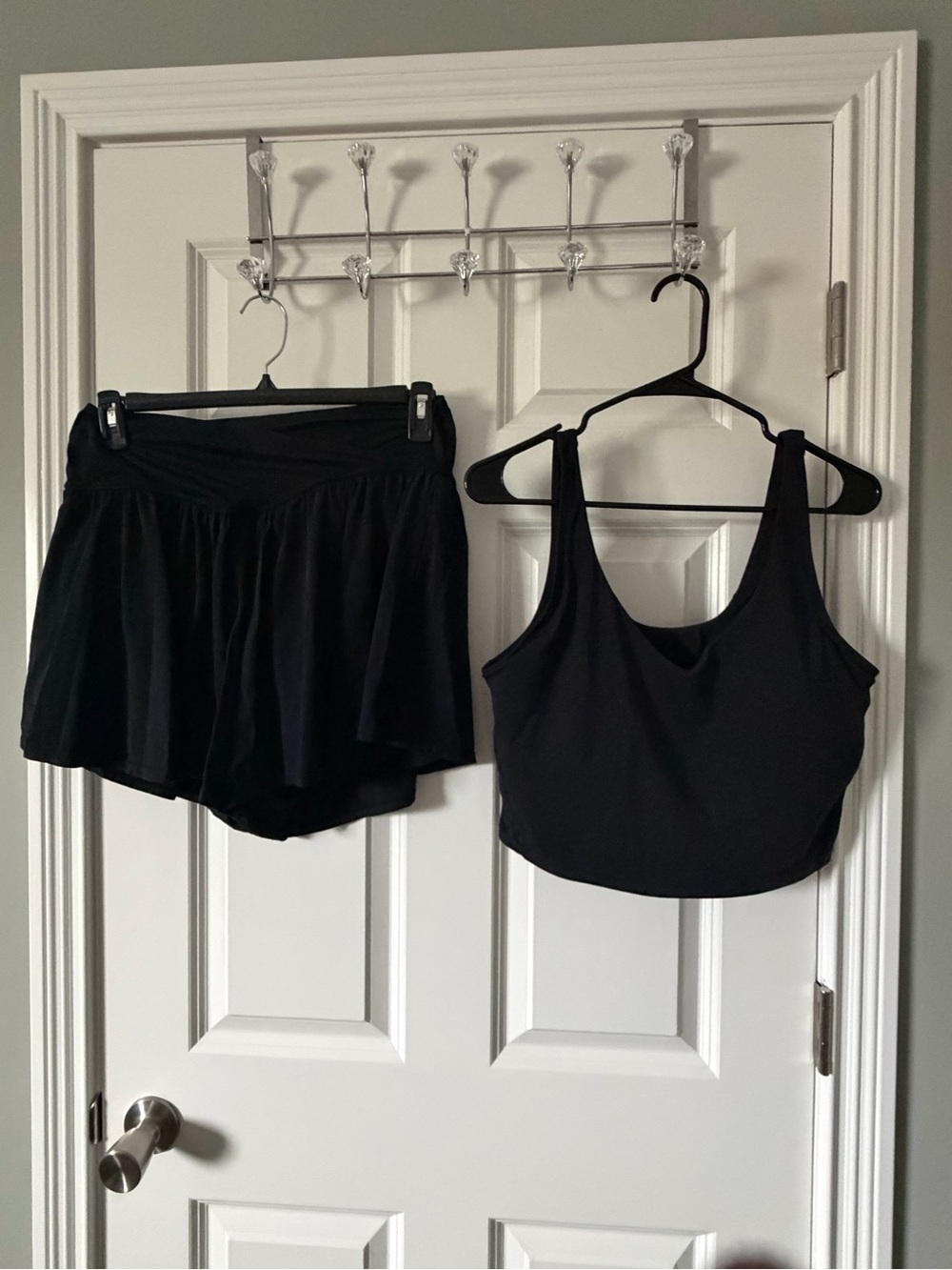 Black Activewear Set | Crop Tank & Flowy Skort with Built-In Shorts | XXL